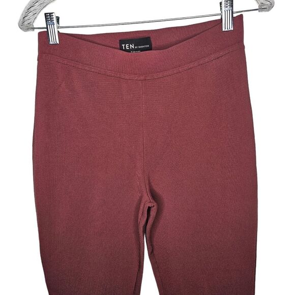 Ten by BABATON Paramount Pant Red High Rise Slit Flare Leg Ponte Knit Pull On M - Picture 2 of 9